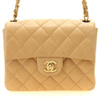 Chanel Mini Quilted 17 Chain Shoulder Bag Light Beige Gold Lambskin