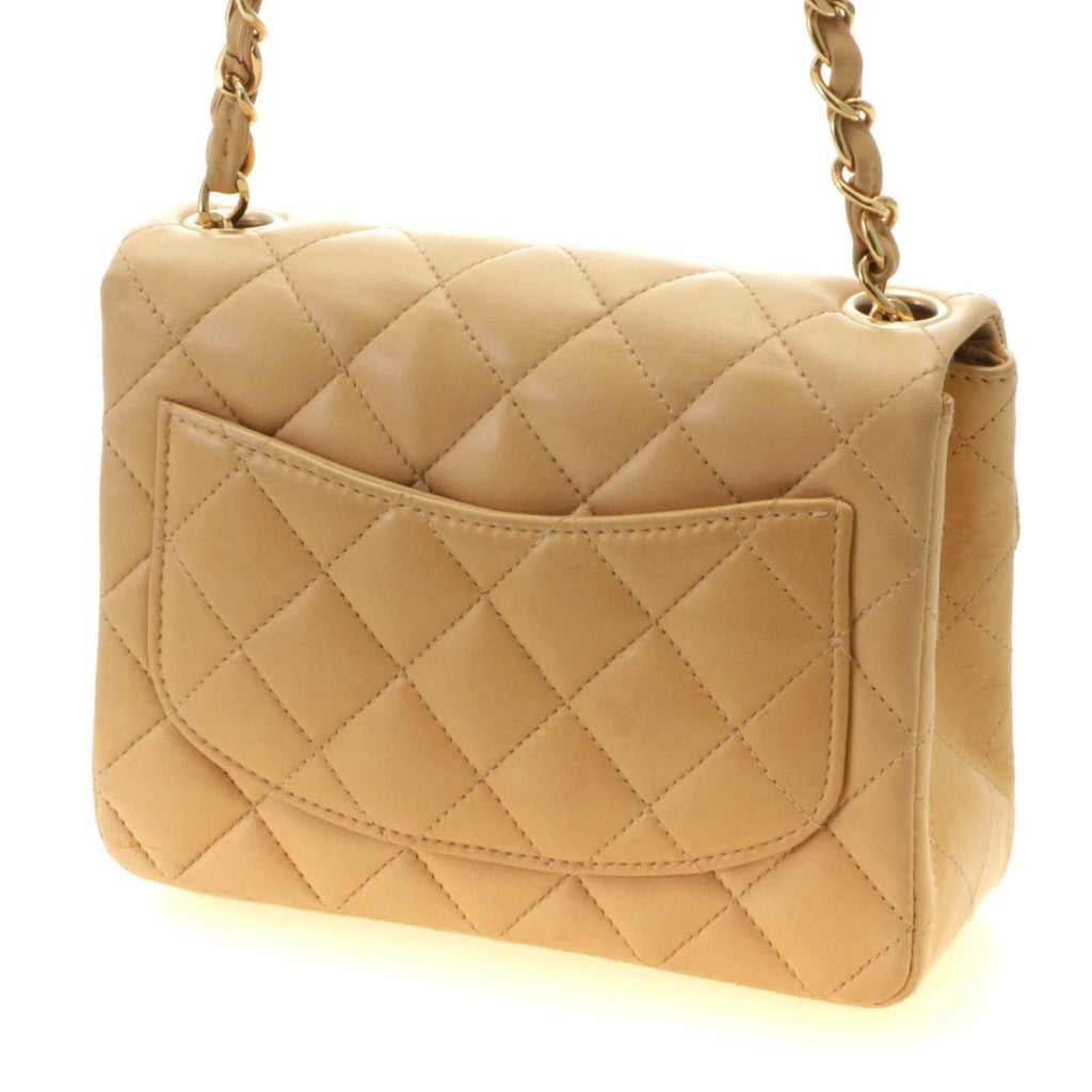 Chanel Mini Quilted 17 Chain Shoulder Bag Light Beige Gold Lambskin — view 2