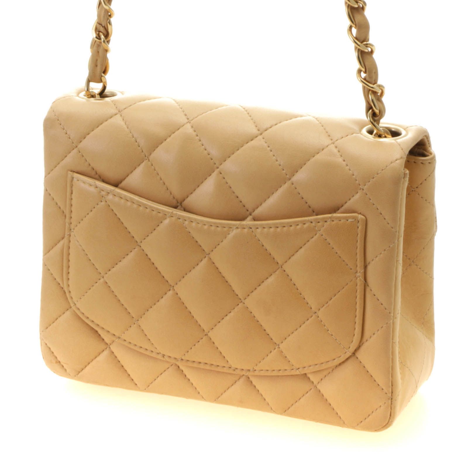 Chanel Mini Quilted 17 Chain Shoulder Bag Light Beige Gold Lambskin — view 2