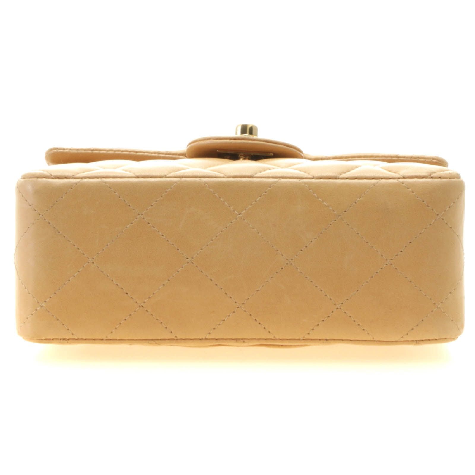 Chanel Mini Quilted 17 Chain Shoulder Bag Light Beige Gold Lambskin — view 3