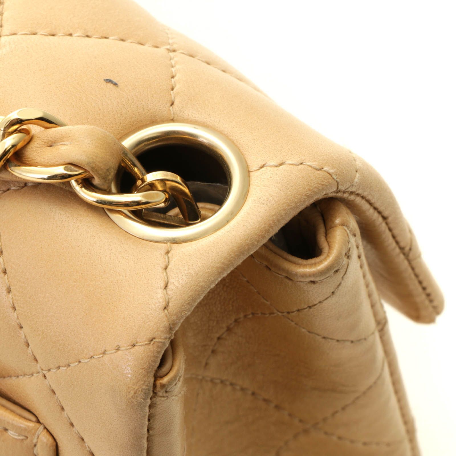 Chanel Mini Quilted 17 Chain Shoulder Bag Light Beige Gold Lambskin — view 6