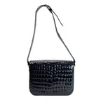 Celine Croco Embossed Patent Leather Gold Carriage Black Shoulder Bag — view 2