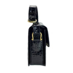 Celine Croco Embossed Patent Leather Gold Carriage Black Shoulder Bag — view 4