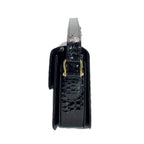 Celine Croco Embossed Patent Leather Gold Carriage Black Shoulder Bag — view 3