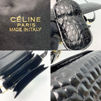 Celine Croco Embossed Patent Leather Gold Carriage Black Shoulder Bag — view 6