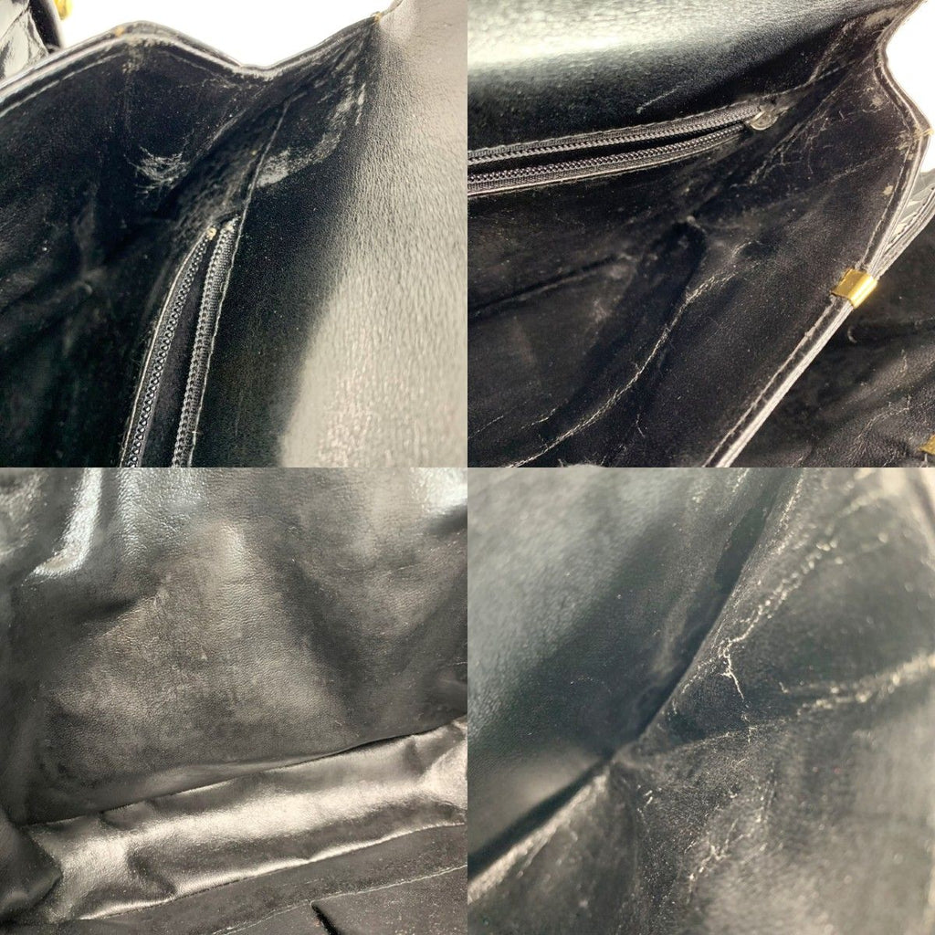 Celine Croco Embossed Patent Leather Gold Carriage Black Shoulder Bag — view 8