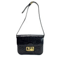 Celine Croco Embossed Patent Leather Gold Carriage Black Shoulder Bag