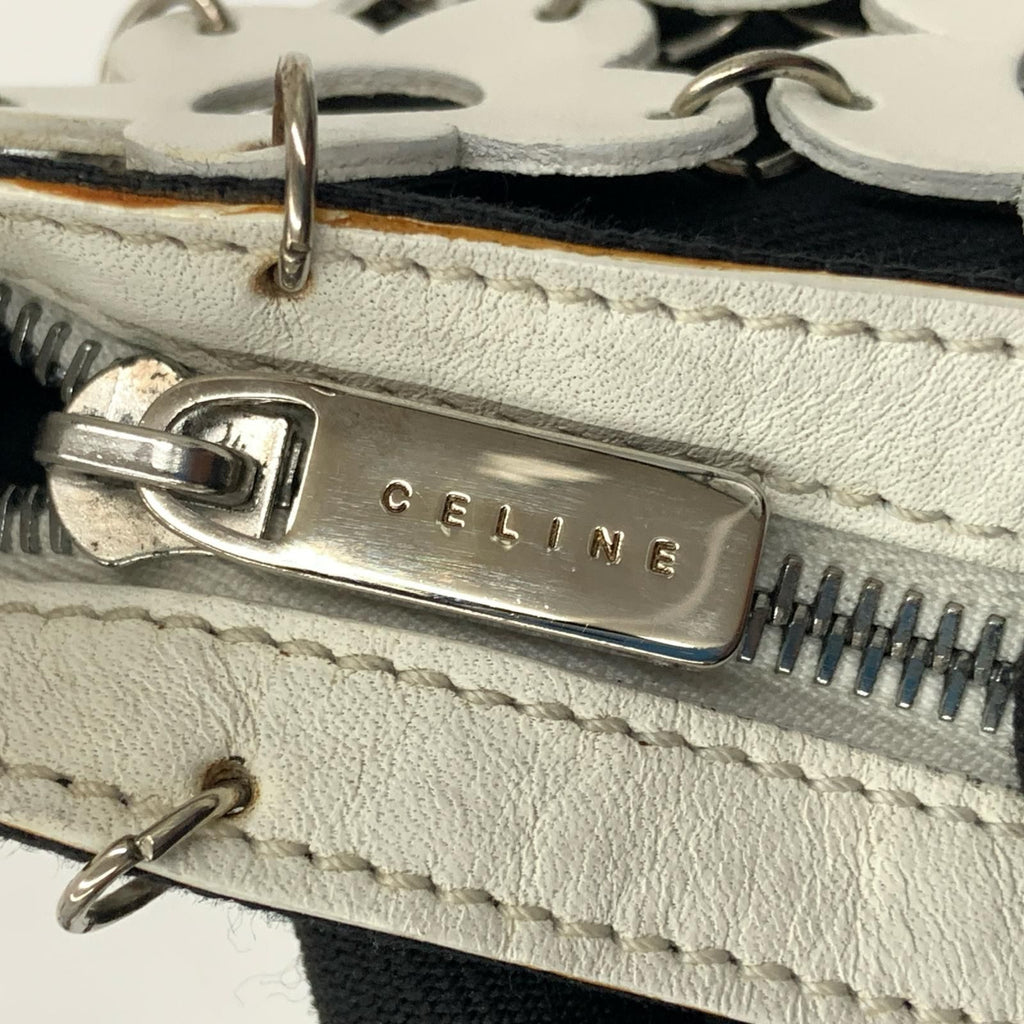 Celine Flower Mini Pouch Pochette White Black — view 8