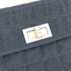 Chanel Clutch 2.55 Logo Choco Bar Denim Blue — view 7