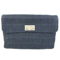 Chanel Clutch 2.55 Logo Choco Bar Denim Blue
