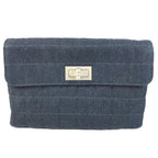 Chanel Clutch 2.55 Logo Choco Bar Denim Blue
