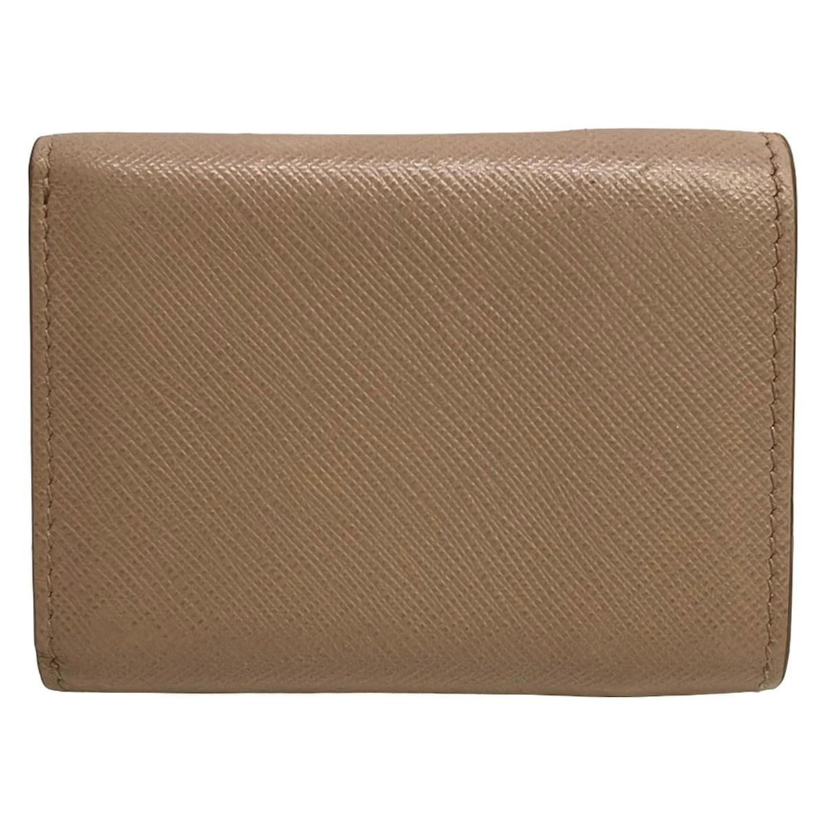 Prada Trifold Wallet Beige Leather — view 2