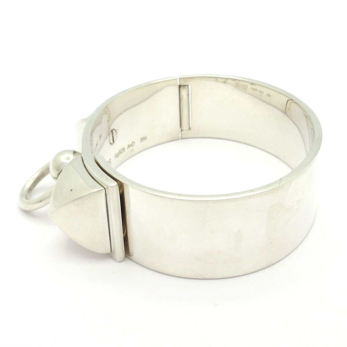 Hermes Bangle Collier de Chien MM Silver Bracelet — view 6