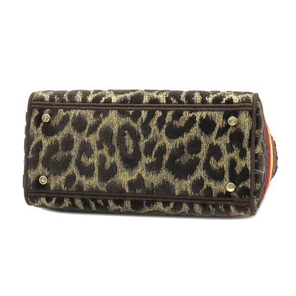 Dior 2-Way Bag Lady Medium Velvet Brown Multicolor Gold Delight Leopard — view 3