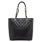 Chanel Quilted CC Logo Chain 2-Way Tote Bag Grained Calfskin