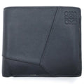 Loewe Puzzle Anagram Bifold Wallet Compact Card Case Black Leather
