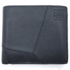 Loewe Puzzle Anagram Bifold Wallet Compact Card Case Black Leather