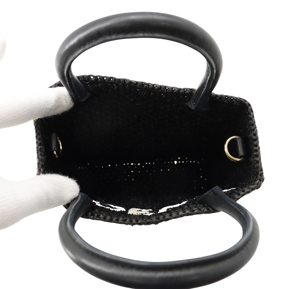 Loewe Standard Raffia Leather 2-Way Shoulder Bag Black — view 6