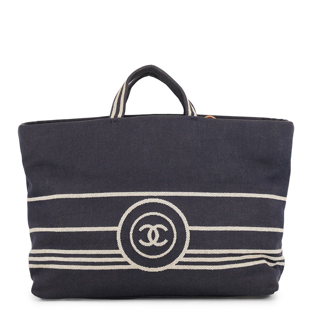 Chanel Tote CC Logo Denim Leather 2-Way Shoulder Bag