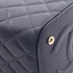 Chanel Shoulder Bag Quilted Vanity 2-Way Navy Caviar Leather Chain — view 7