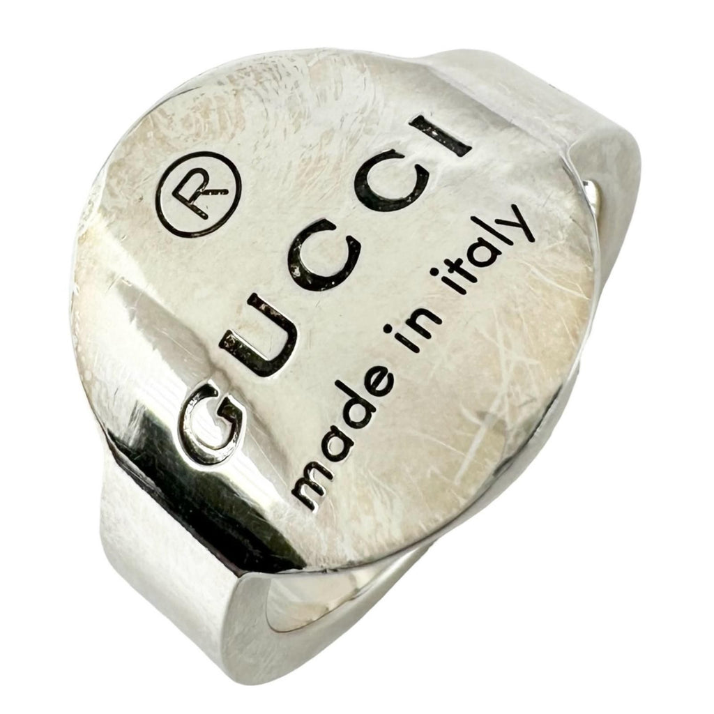 Gucci Trademark Oval Logo Silver Ring