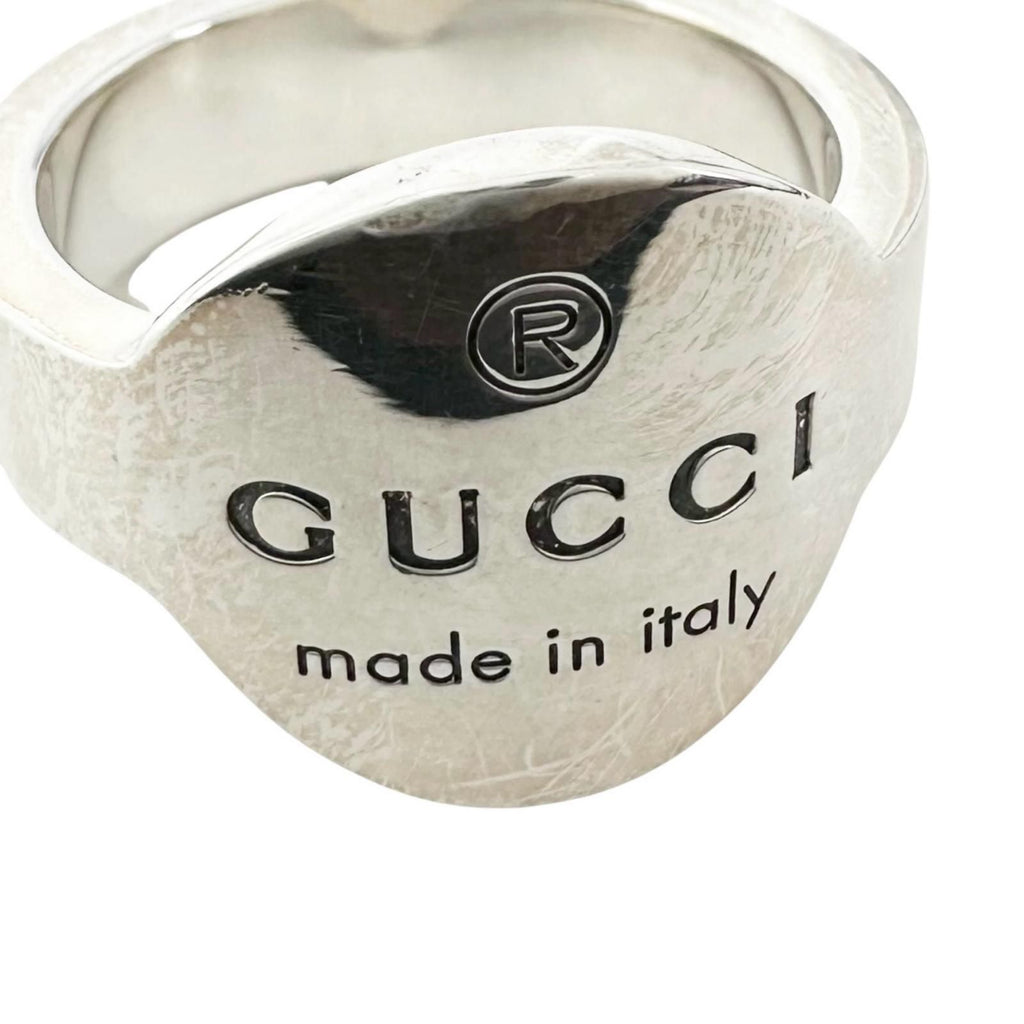 Gucci Trademark Oval Logo Silver Ring — view 4