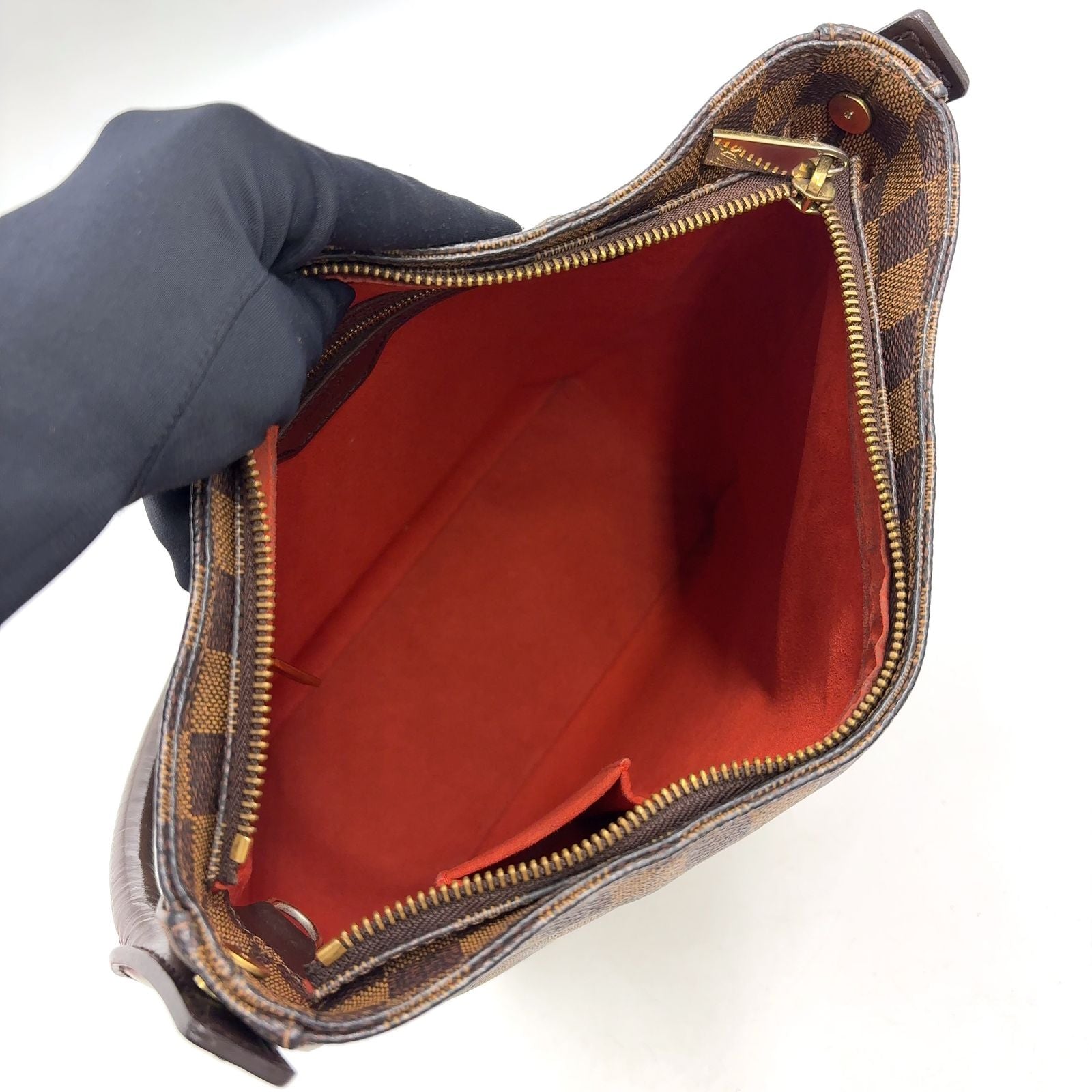 Louis Vuitton Looping GM Damier Ebene Leather Brown Shoulder Bag Gold — view 3