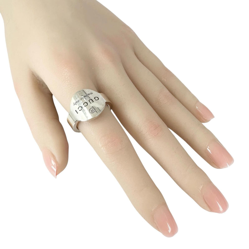 Gucci Trademark Oval Logo Silver Ring — view 7