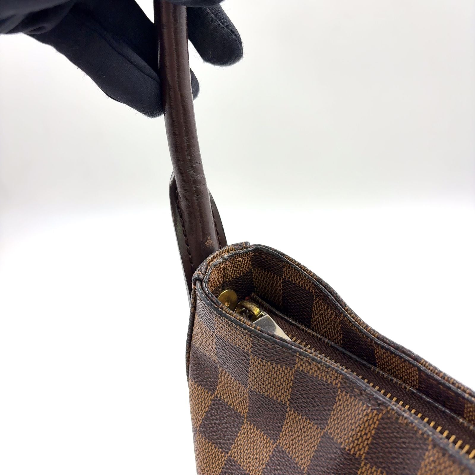 Louis Vuitton Looping GM Damier Ebene Leather Brown Shoulder Bag Gold — view 6
