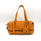 Bottega Veneta Intrecciato Montaigne Lambskin Orange Mini Boston Bag Gold