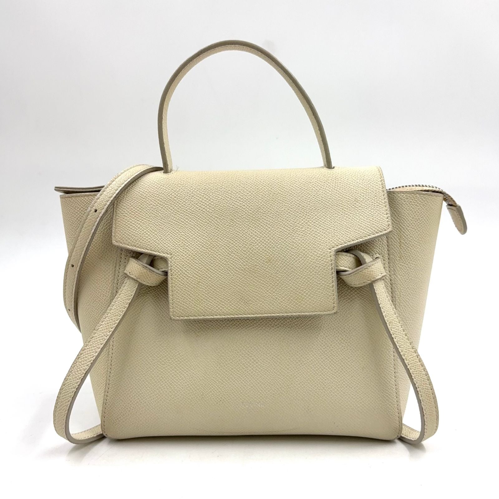 Celine Belt Bag Nano 2-Way Gray Leather Off White Silver