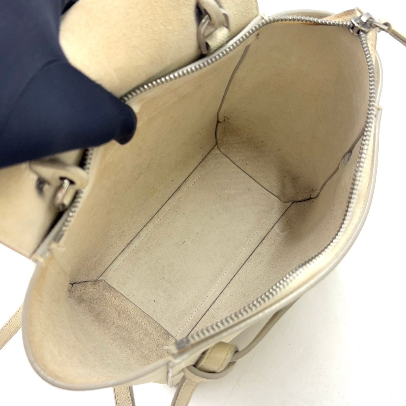 Celine Belt Bag Nano 2-Way Gray Leather Off White Silver — view 3