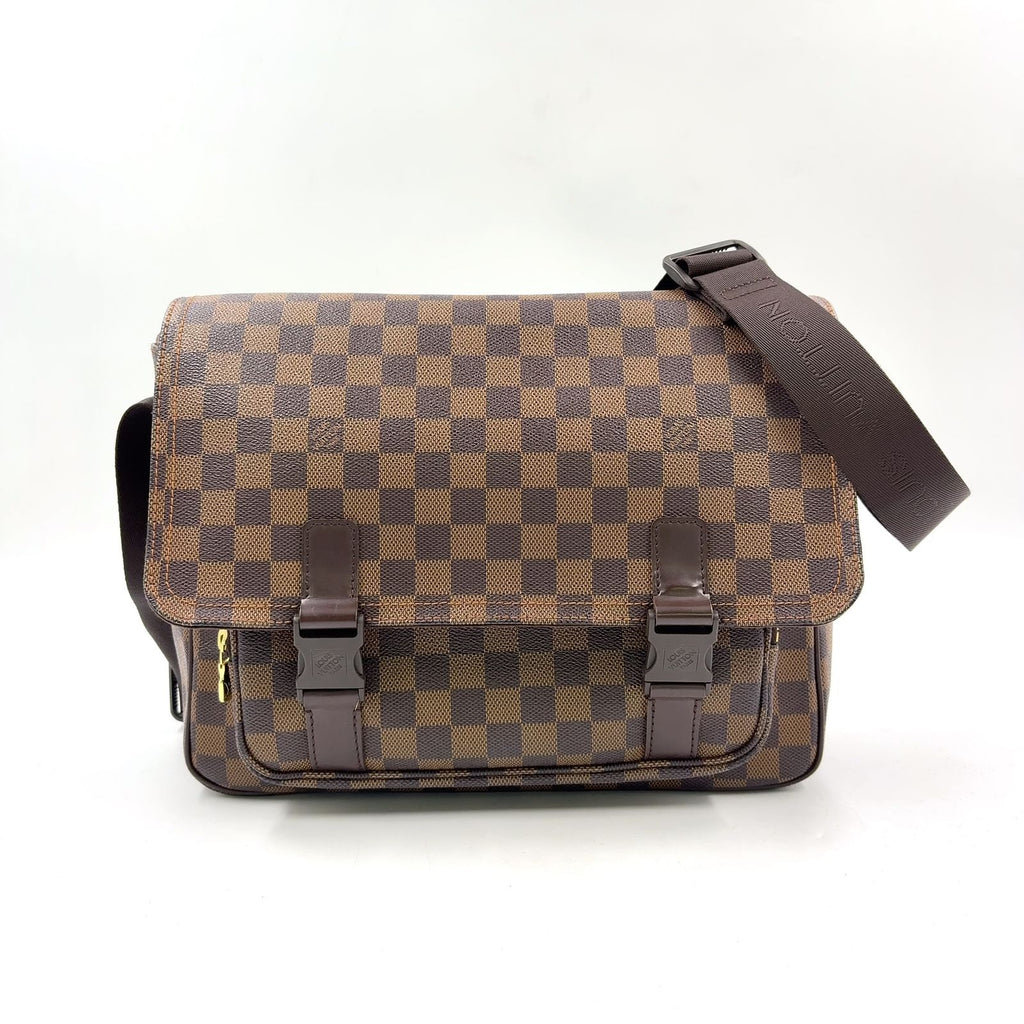 Louis Vuitton Messenger Melville Damier Ebene Leather Brown Shoulder Bag Gold