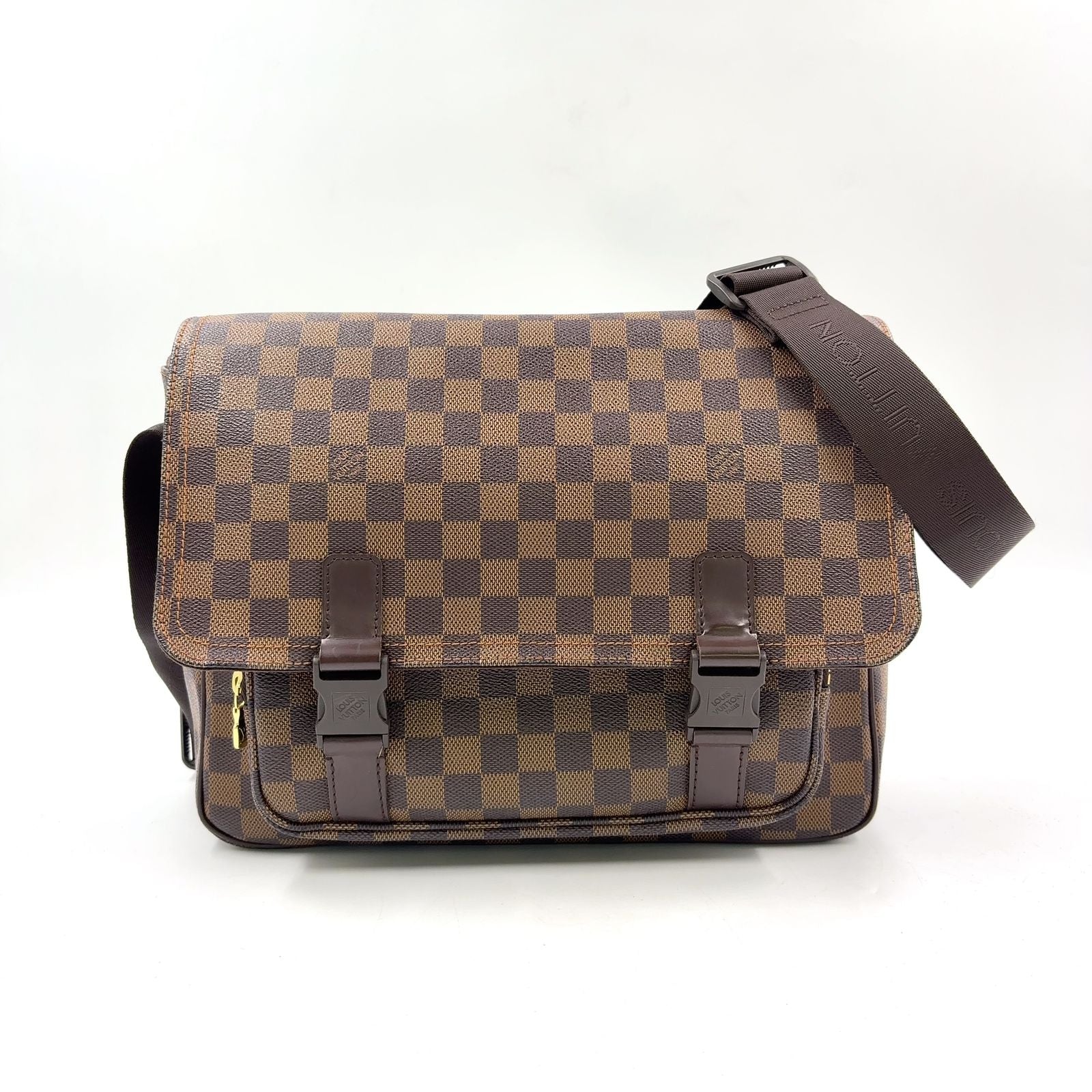 Louis Vuitton Messenger Melville Damier Ebene Leather Brown Shoulder Bag Gold