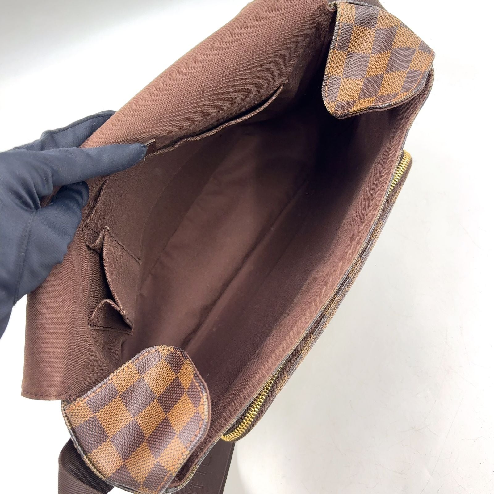 Louis Vuitton Messenger Melville Damier Ebene Leather Brown Shoulder Bag Gold — view 3