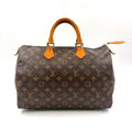 Louis Vuitton Speedy 35 Monogram Leather Brown Handbag Gold