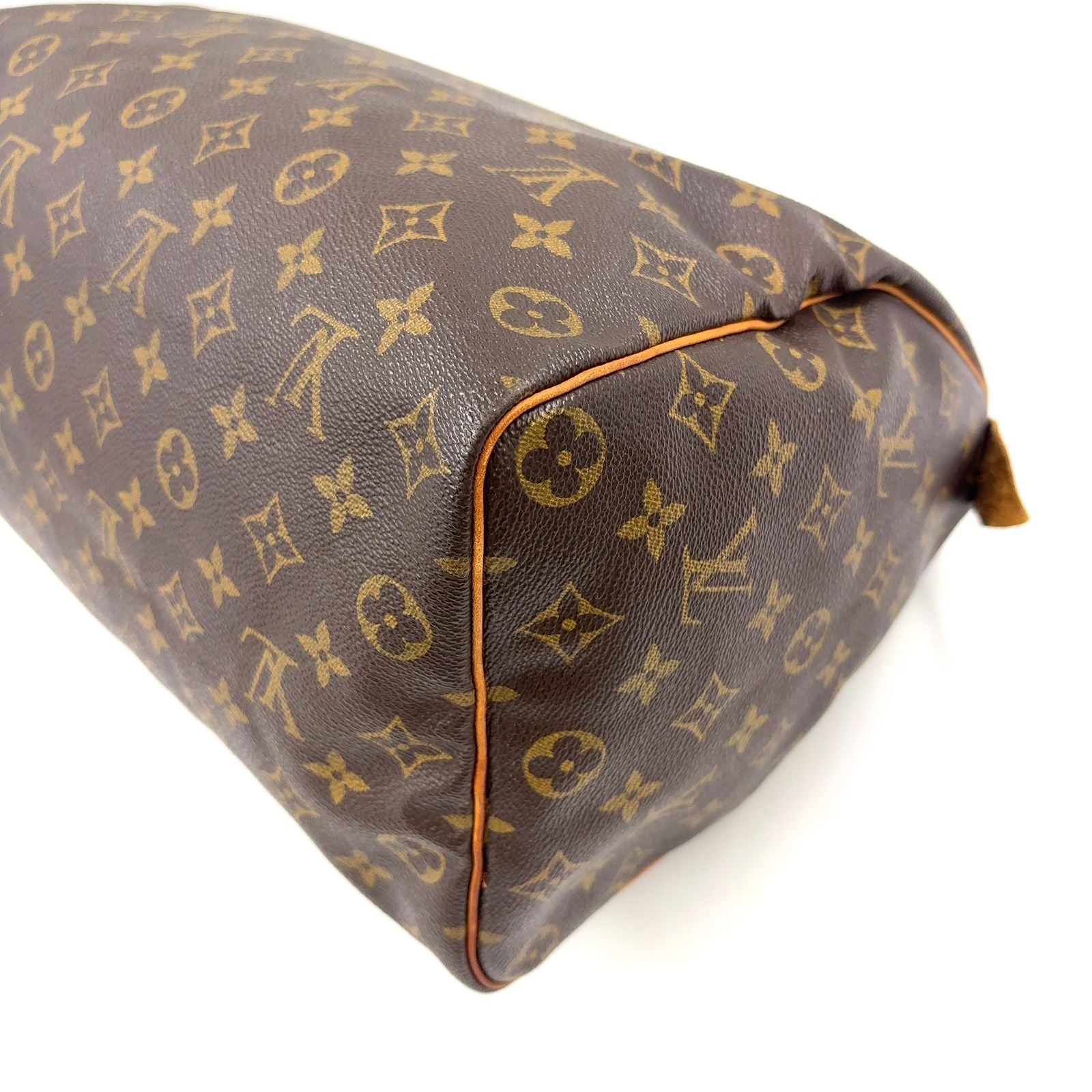 Louis Vuitton Speedy 35 Monogram Leather Brown Handbag Gold — view 7