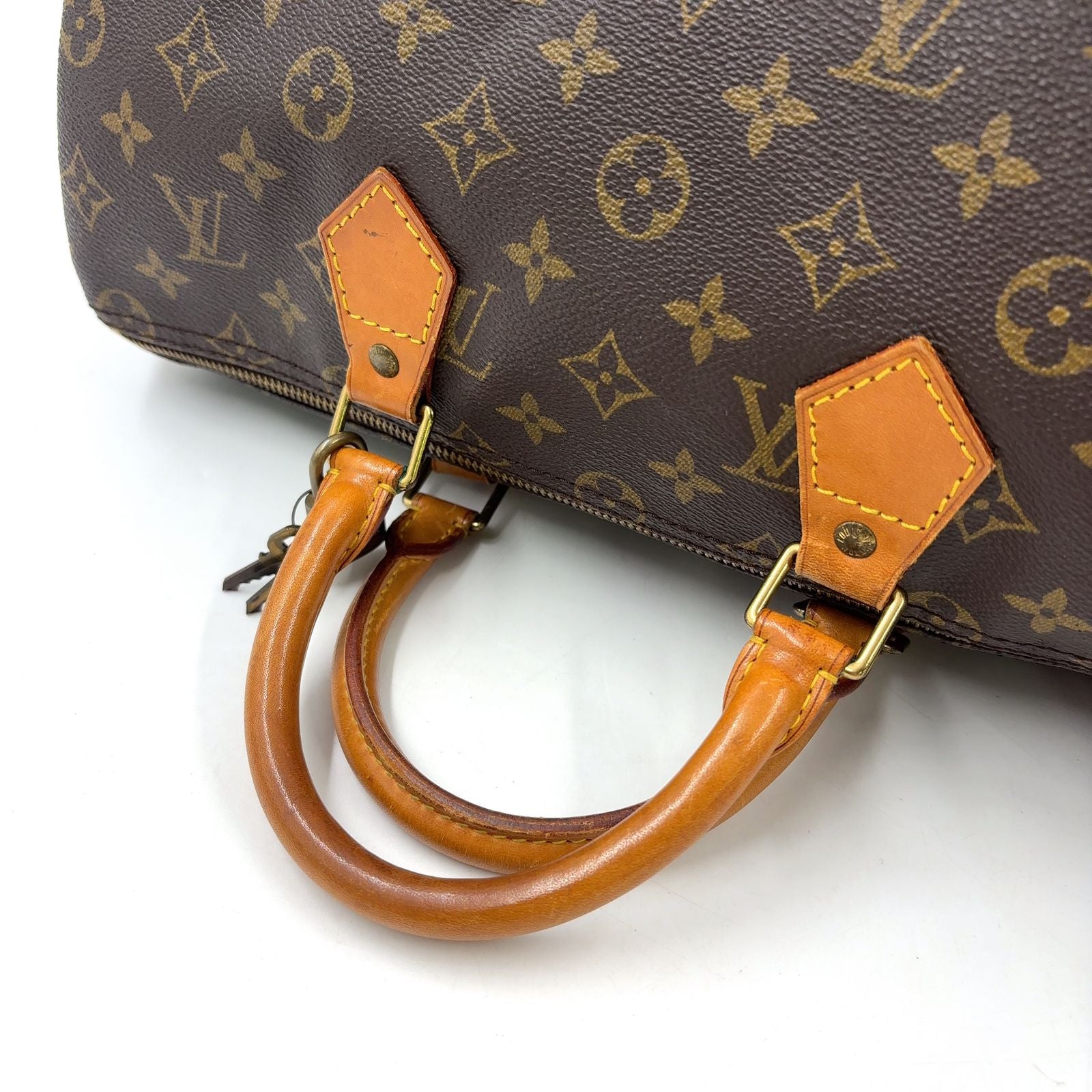 Louis Vuitton Speedy 35 Monogram Leather Brown Handbag Gold — view 6
