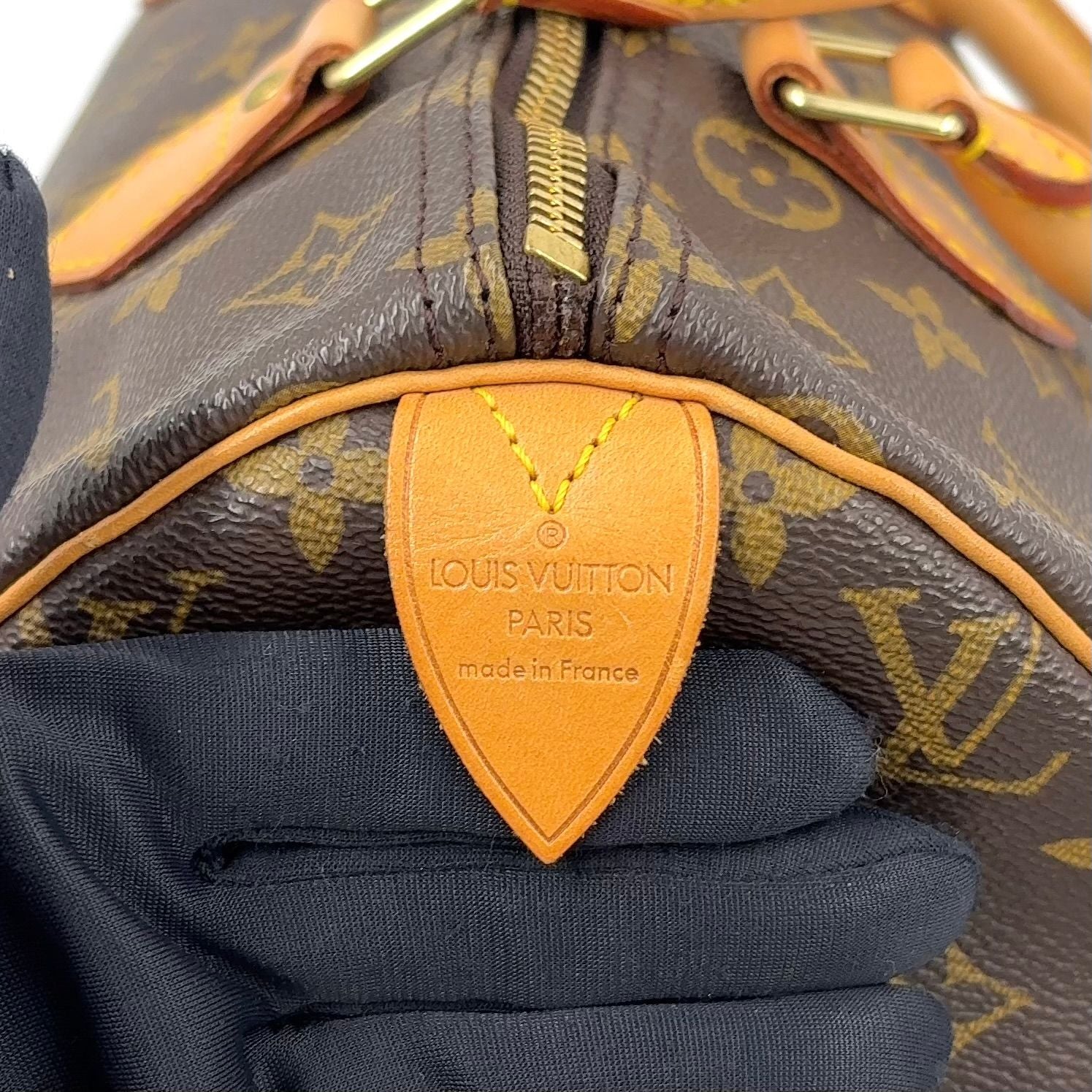 Louis Vuitton Speedy 30 Monogram Leather Brown Light Handbag Gold — view 4
