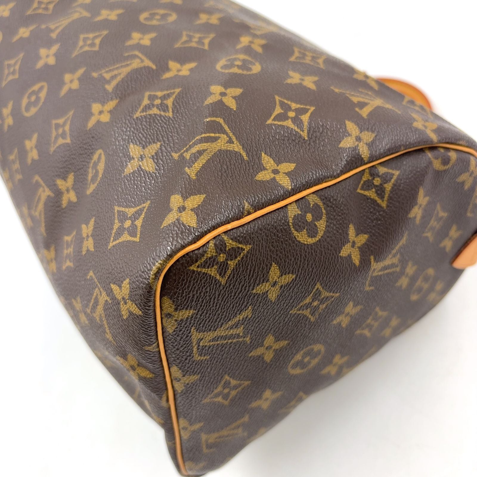 Louis Vuitton Speedy 30 Monogram Leather Brown Light Handbag Gold — view 8