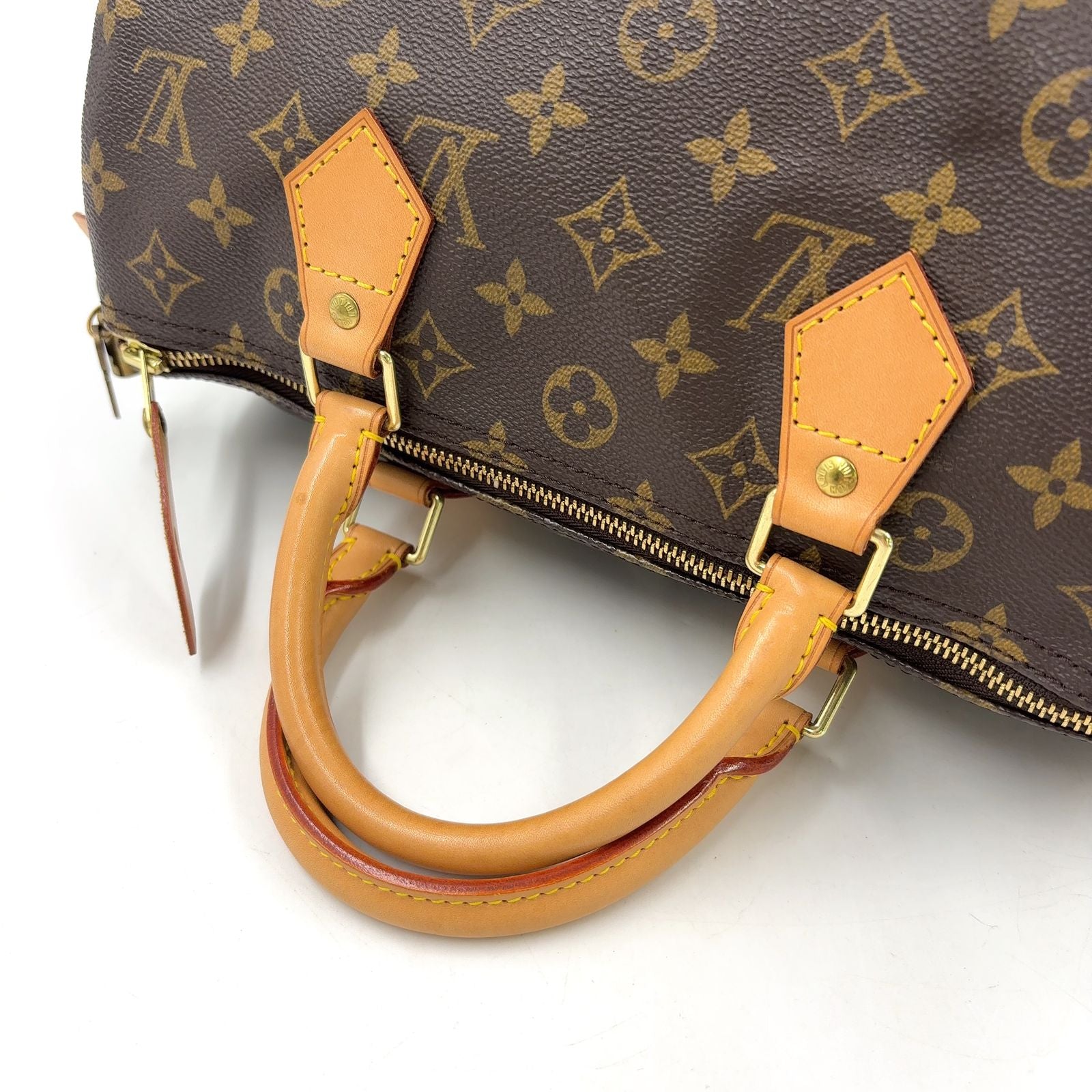 Louis Vuitton Speedy 30 Monogram Leather Brown Light Handbag Gold — view 6