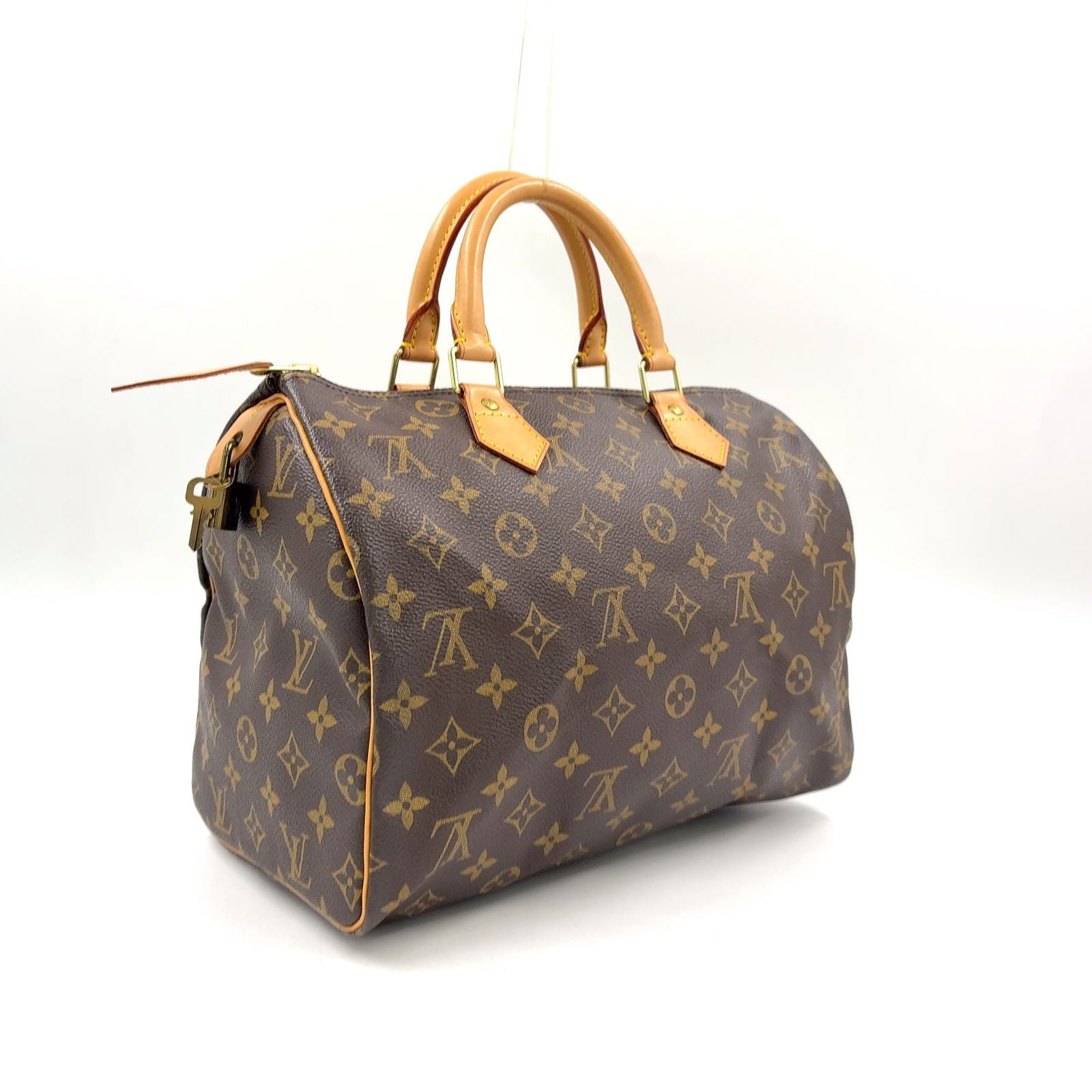 Louis Vuitton Speedy 30 Monogram Leather Brown Light Handbag Gold — view 2
