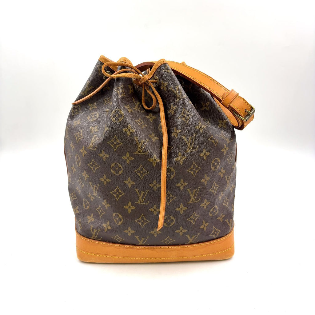 Louis Vuitton Noe Monogram Leather Brown Light Shoulder Bag Gold