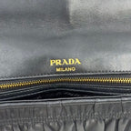 Prada Gathered Lambskin Black Chain Shoulder Bag Gold — view 4