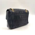 Prada Gathered Lambskin Black Chain Shoulder Bag Gold — view 2