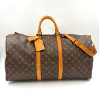Louis Vuitton Keepall Bandouliere 55 Monogram Leather Brown Light Boston Bag