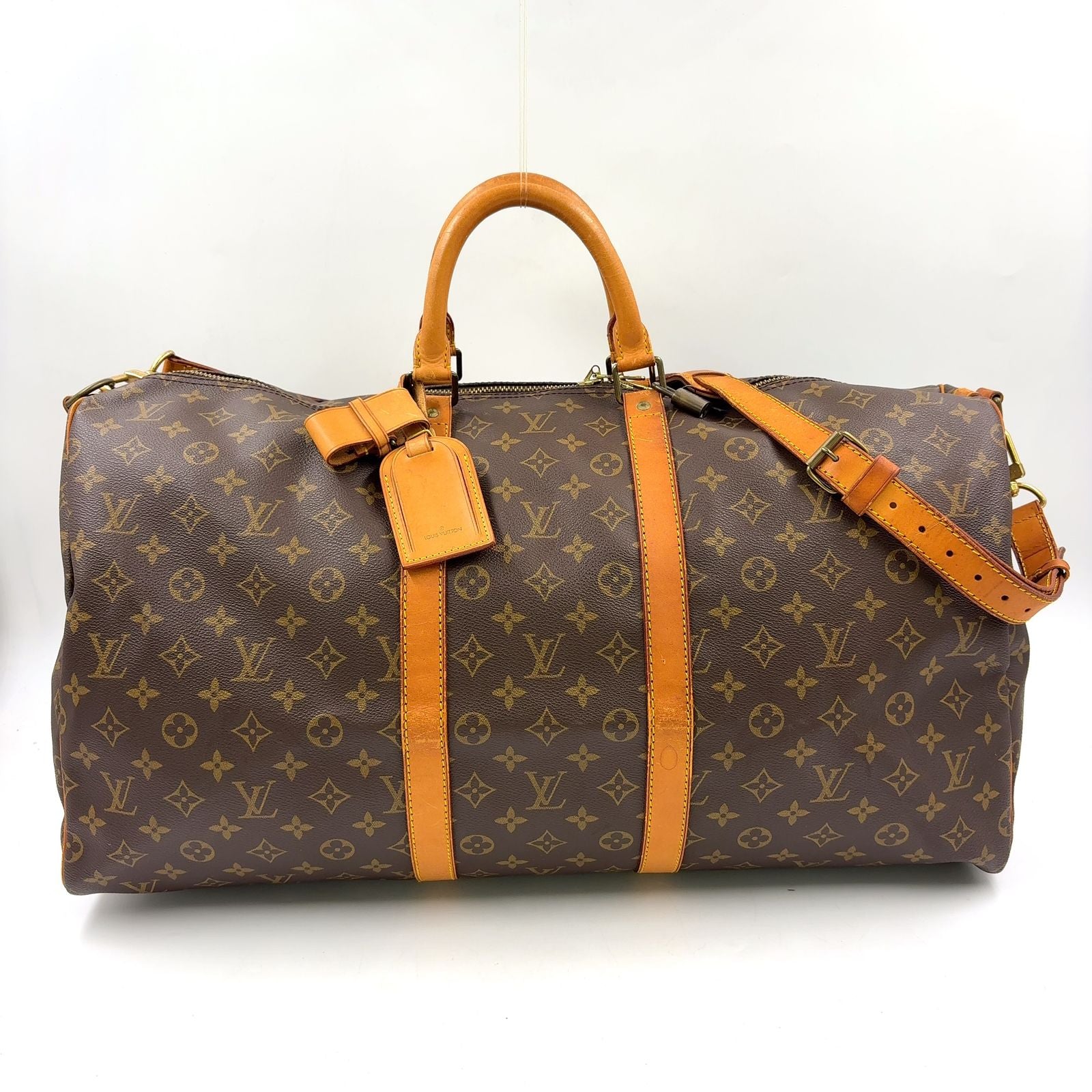 Louis Vuitton Keepall Bandouliere 55 Monogram Leather Brown Light Boston Bag