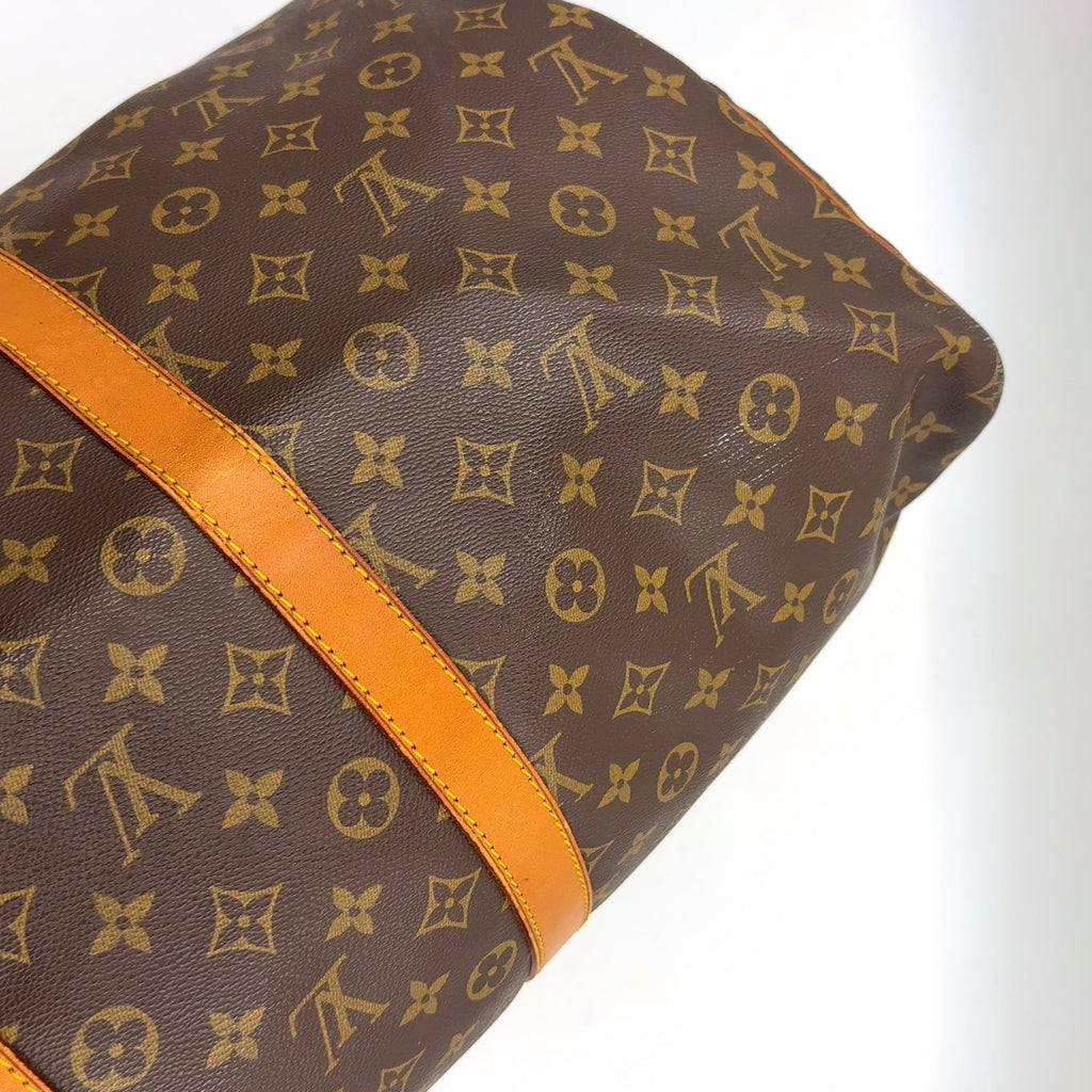 Louis Vuitton Keepall Bandouliere 55 Monogram Leather Brown Light Boston Bag — view 8
