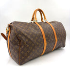 Louis Vuitton Keepall Bandouliere 55 Monogram Leather Brown Light Boston Bag — view 2