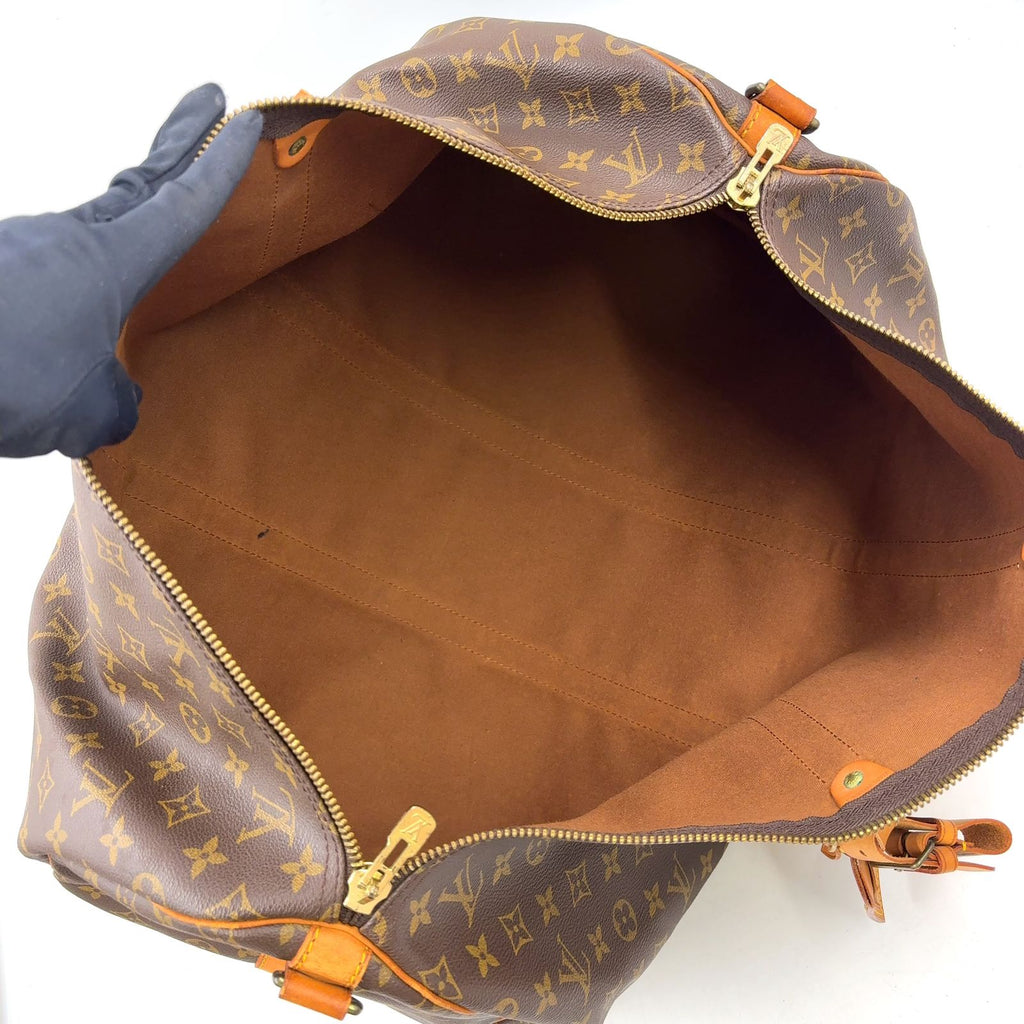 Louis Vuitton Keepall Bandouliere 55 Monogram Leather Brown Light Boston Bag — view 3